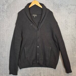 Banana Republic Mens XL Black Ribbed Shawl Collar Button Cardigan Sweater